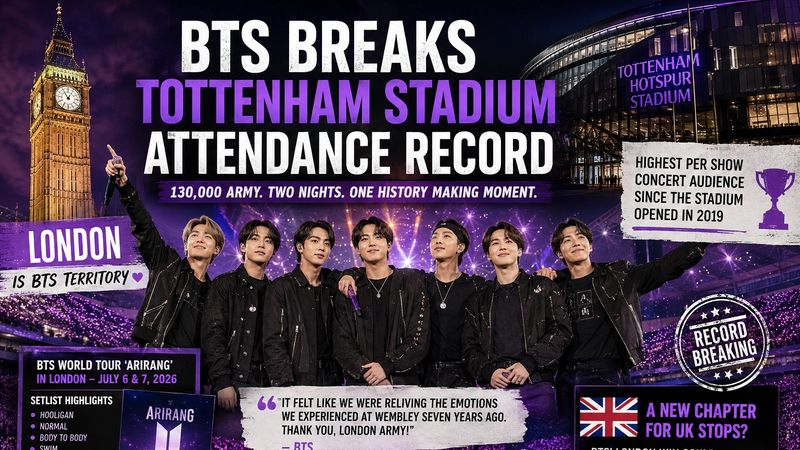 BTS just set a Tottenham Hotspur Stadium attendance record, and this London win could reshape future UK stops